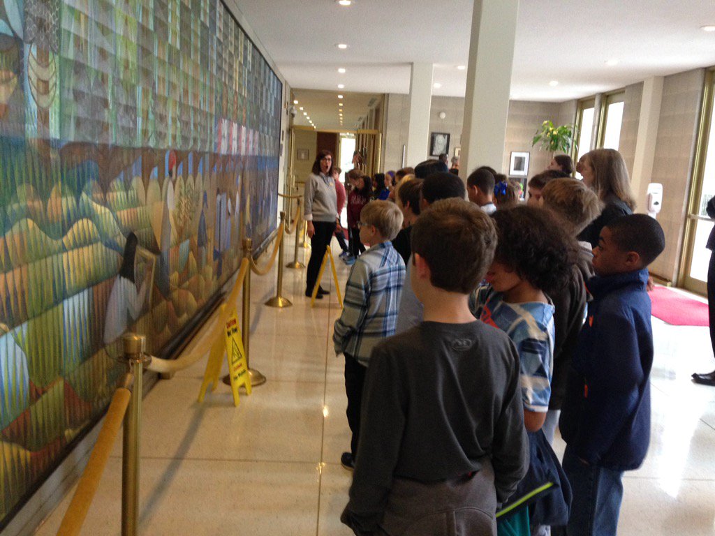 Comets206's tweet photo. Fourth graders appreciate the mural "North Carolina is for Children" https://t.co/tBv3aVEeWY