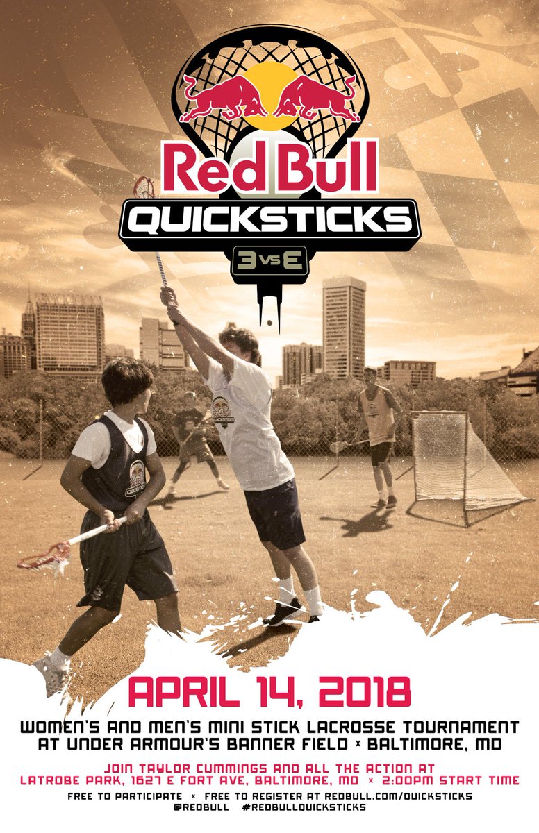 LacrosseNetwork's tweet photo. Think you and 2 friends have quick sticks? Prove it this April at #RedBullQuickSticks in Baltimore. Winner heads to Firefly Music Festival 🤘Sign up HERE: https://t.co/BaGoz6H9Y3 https://t.co/8b3BaI6kGe