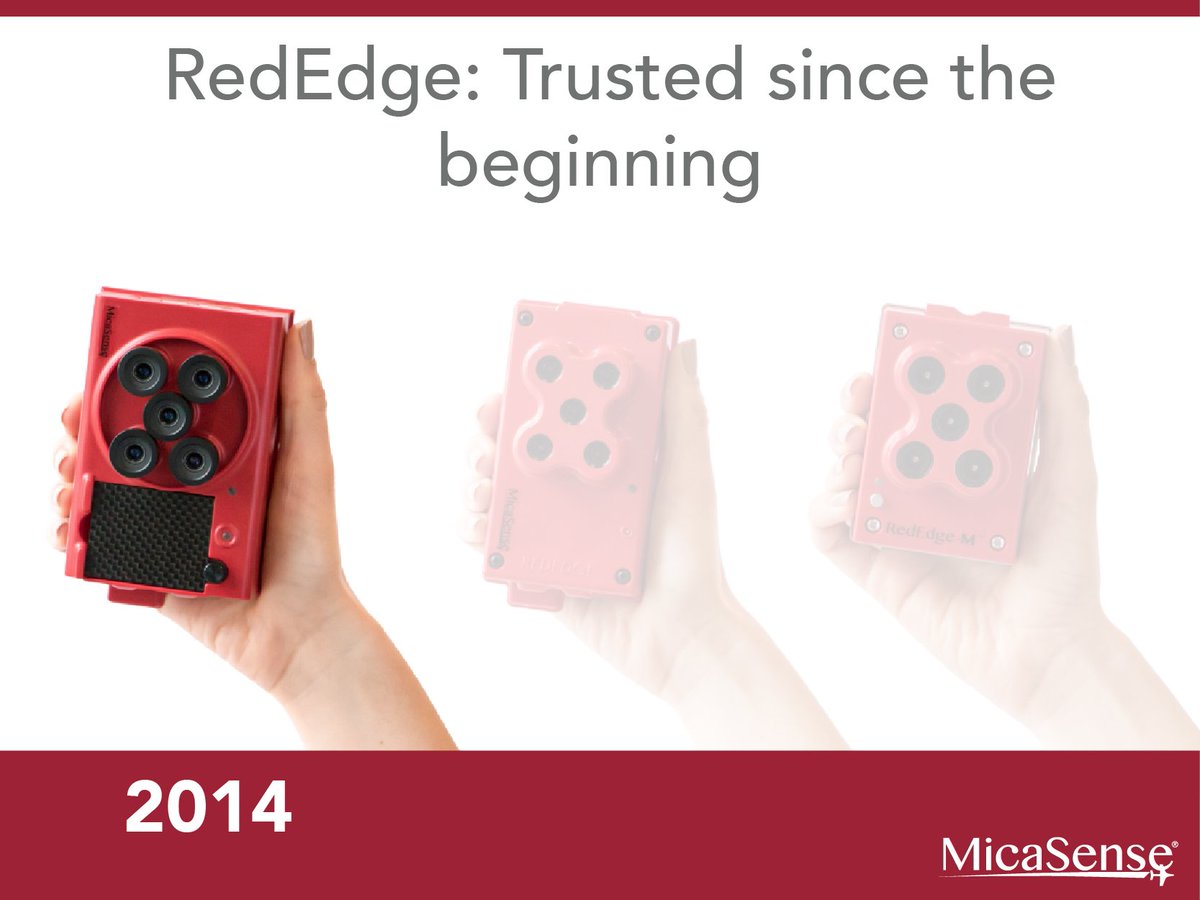 MicaSense's tweet image. [Post 1 of 3] In 2014 we created the first prototype #RedEdge camera. From test flights and feedback, we made a large number of improvements (external power, lens protection, in-house calibrations, and more). Did you ever fly with a RedEdge-1 or 2? #IFlyRededge #PrecisionAg
