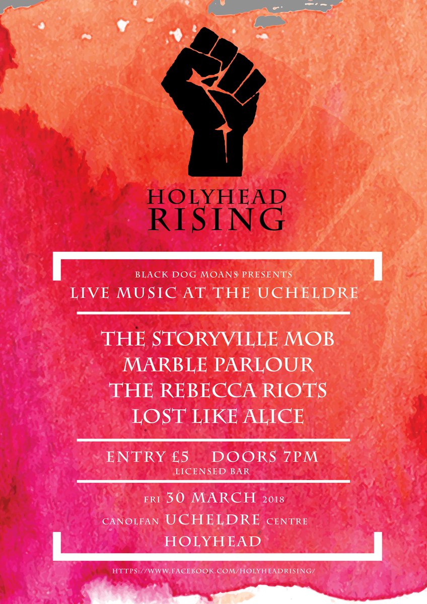 HolyheadRising's tweet image. 4 top local acts. The Ucheldre. Fri 30 March. Be there!
