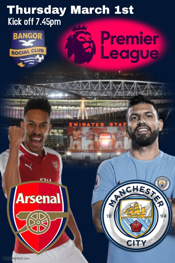 BFCSocialClub's tweet photo. Coming up tomorrow at The Social Club more Live Premier League Football Live on the big screen!

We will be showing the game between Arsenal &amp; Manchester City.

Kick off 7.45pm.

During the game we will be running drink promotions behind the bar. https://t.co/IK8kHzVhT6