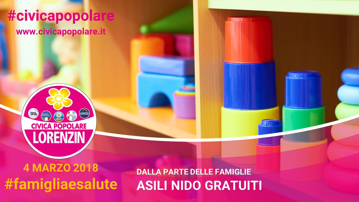 NICODASCOLA's tweet photo. Incentivare il #lavoro e assicurare una maggiore serenità alla #famiglia: con gli asili nido gratuiti un sostegno ai più deboli e a chi ha un merito. 

#4marzo 

Il programma #famiglieesalute di #civicapopolare: https://t.co/trDhYdFJrD https://t.co/hLZgBjZ4Mk