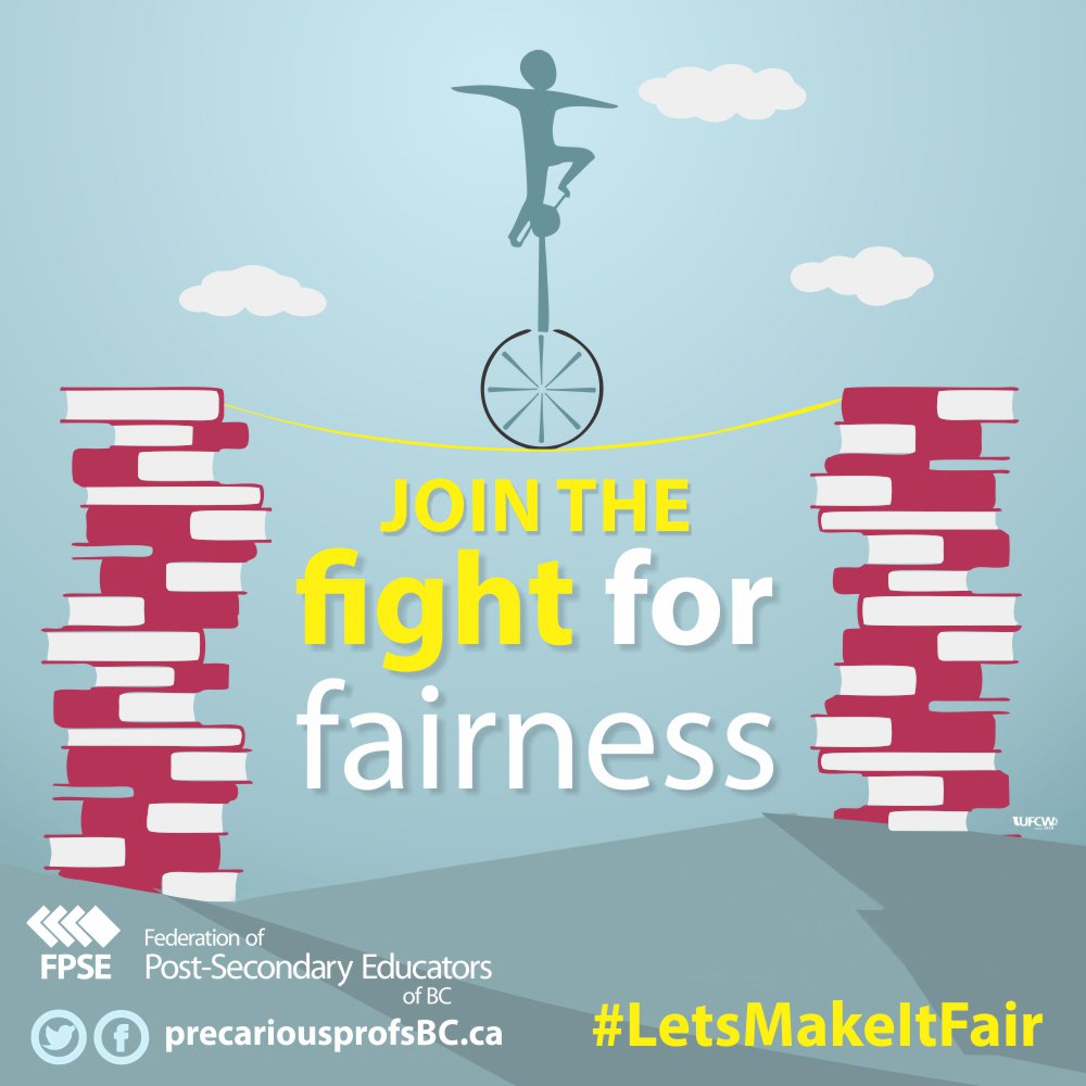 FPSE's tweet photo. We're joining @OCUFA's day of action to support fairness for contract faculty. Same work, same pay. #makeitfair #cdnpostsec #Fairness4CF https://t.co/80wKebQFGL