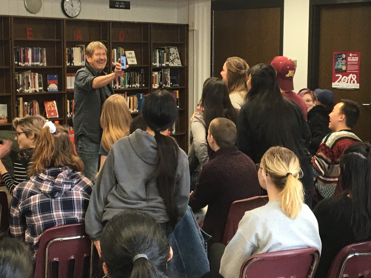 stpaullibrary's tweet photo. Benjamin Alire Saenz just casually showing St. Paul teens the actors in the upcoming Aristotle and Dante FILM (!) #ReadBrave https://t.co/2n0Z8Vhljo