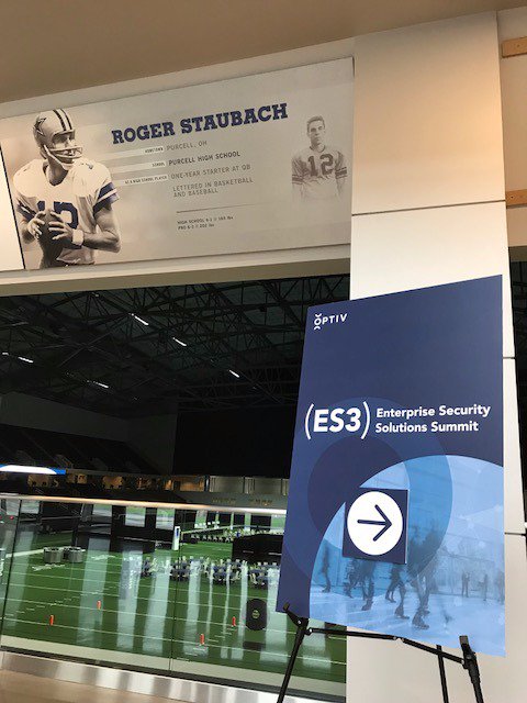 Optiv's tweet photo. #DallasES3 is under way with Sean Catlett kicking things off with the State of #Security. Later, Roger Staubach will take the stage for the afternoon keynote: The Gameplan for Legendary #Leadership. https://t.co/riutw8k0Dz