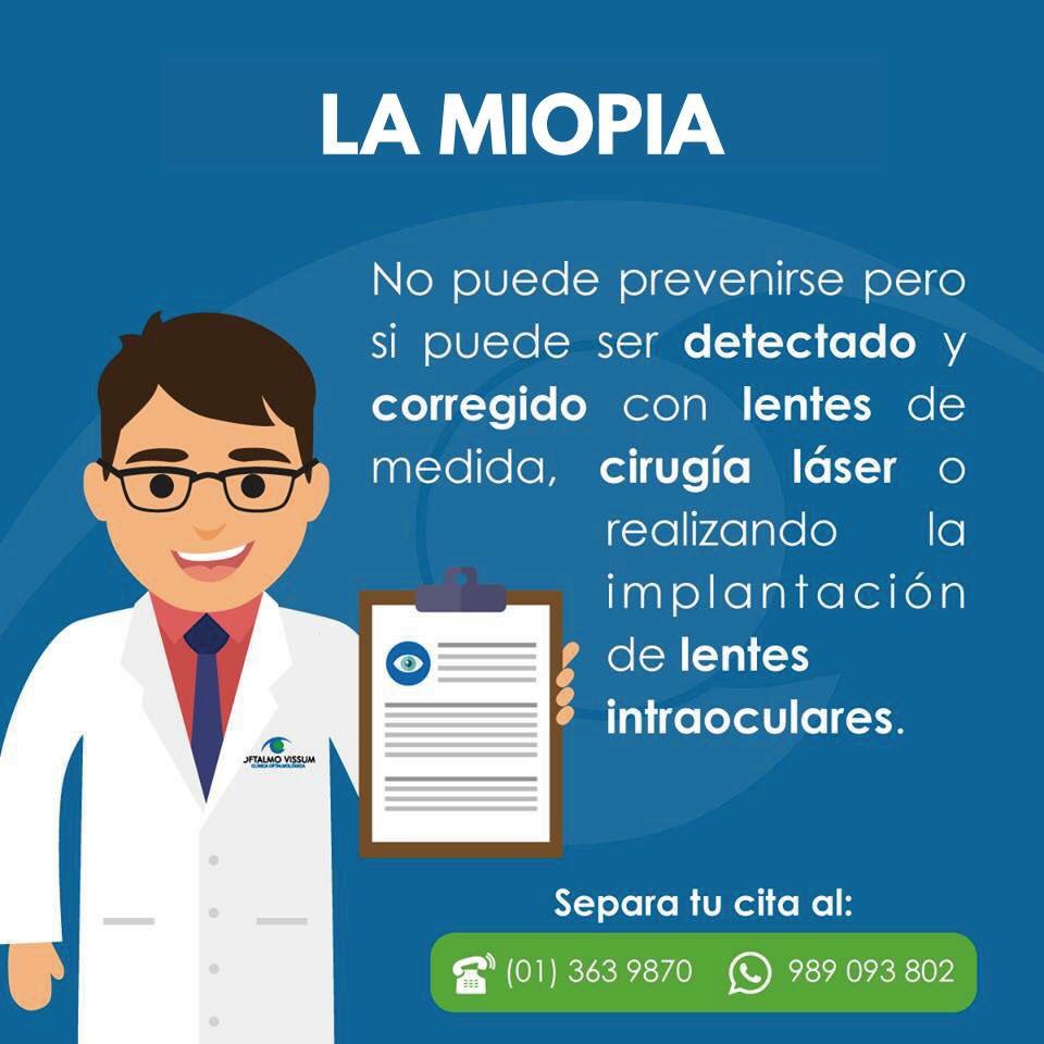 Si presentas visión borrosa, tensión ocular y/o dolores de cabeza, puede que padezcas de #miopía, lo mejor es acudir al oftalmólogo cuanto antes, para que pueda brindarte el mejor tratamiento. 🙌

#OftalmoVissum "Comprometidos con la salud de sus Ojos" 🤓💙