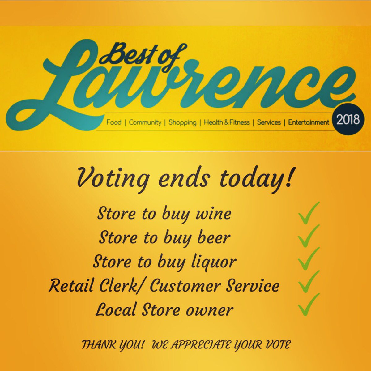 Voting ends today! <a href="/city_wine/">City Wine Market</a> would appreciate your vote! #lfk #lawrenceks #bestof2018