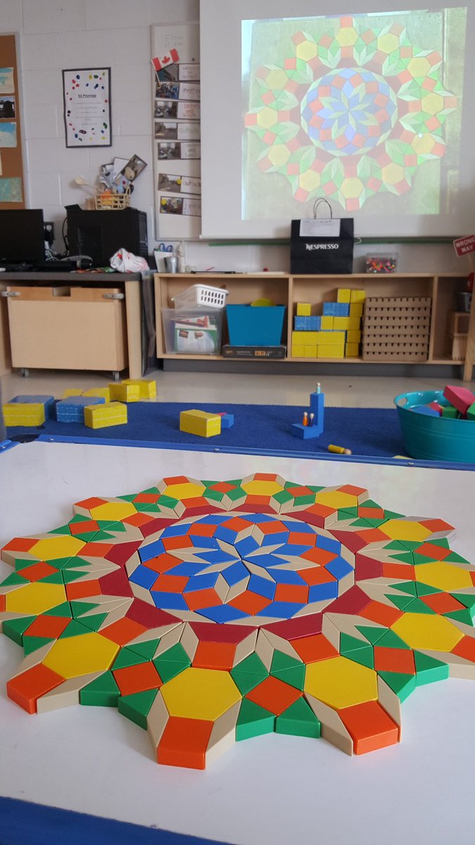 SIB_K4's tweet photo. K showed patience and perseverance in recreating a design with #patternblocks.  Thanks @SIB_K3 for lending us the last 2 blocks! @SIBpeel @JaySugunan @cheryl_dell https://t.co/QtnpO6HTHn