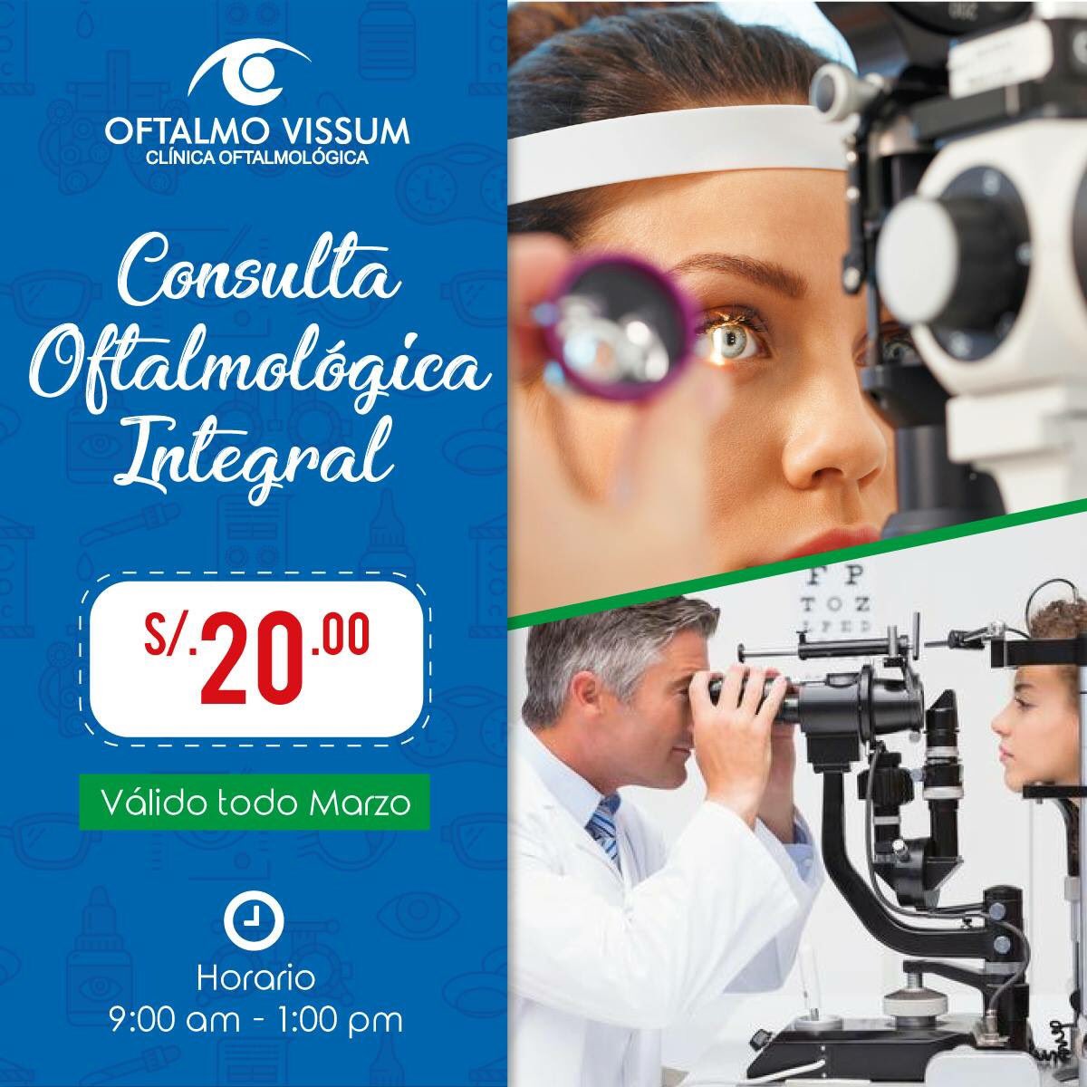 ⭐GRAN CAMPAÑA VISUAL - TODO MARZO ⭐

📌Av. Alfredo Benavides 4408 - Stgo. de Surco
☎️Telef. Citas: (01) 363 9870
📱Whatsapp: 989 093 802 - 983 701 035

Déjanos tus datos para contactarte:
➡ goo.gl/7L3Mu7  

#OftalmoVissum "Comprometidos con la salud de sus Ojos"💙