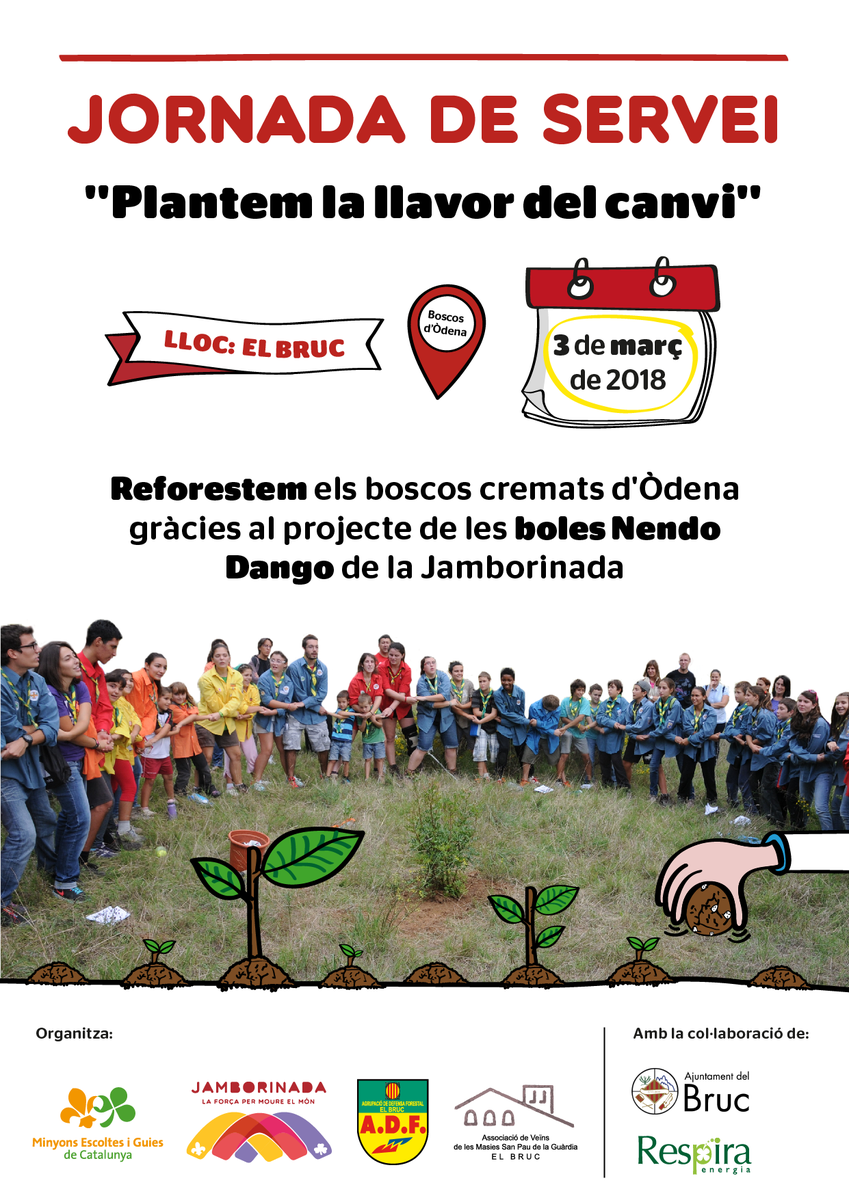 EscoltesiGuies's tweet photo. 📢Més de 500 escoltes i guies participaran aquest dissabte en una jornada d'ApS per a la reforestació dels boscos cremats durant l’incendi d’Òdena, dipositant les boles Nendo Dango de la @jamborinada i plantant arbres fruiters! 🌱🌿#somdecau #femservei ➡️https://t.co/aGAC3lHaOr https://t.co/b3ifPObD9n