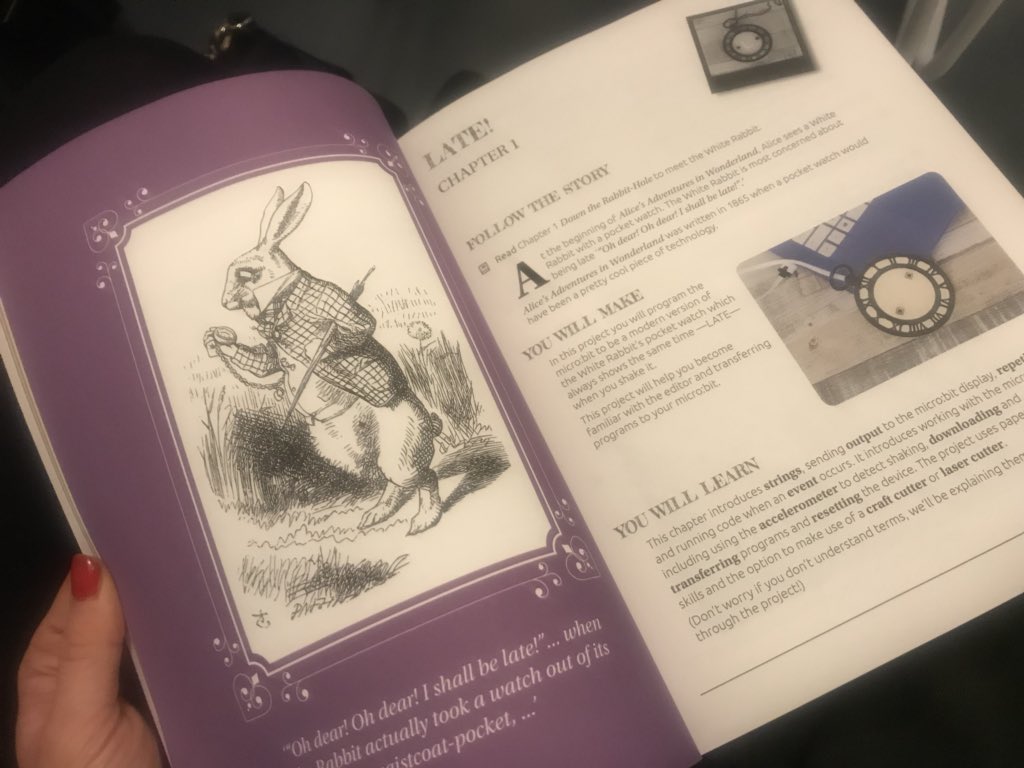 Rachel_Benn_'s tweet photo. Yay it’s @WorldBookDayUK tomorrow 🎉📚 Love books? Love tech? This book is amazing and combines the two ✨📚💻 Fallen down the rabbit hole into the digital world of @microbit_edu 😍💫 #microbit #coding #craft #books #WorldBookDay #microbitinwonderland @TechAgeKids https://t.co/TvRCXnLwUa