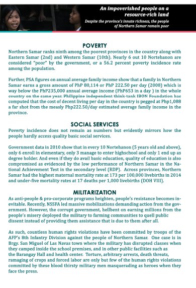 LFSPhilippines's tweet photo. Who are the Lakbayanis from Northern Samar and why are they here? READ their background and their issues here:

Let us support them in the campaign for disaster assistance and respect for human rights! #StandWithSamar https://t.co/azKUbf6tHa