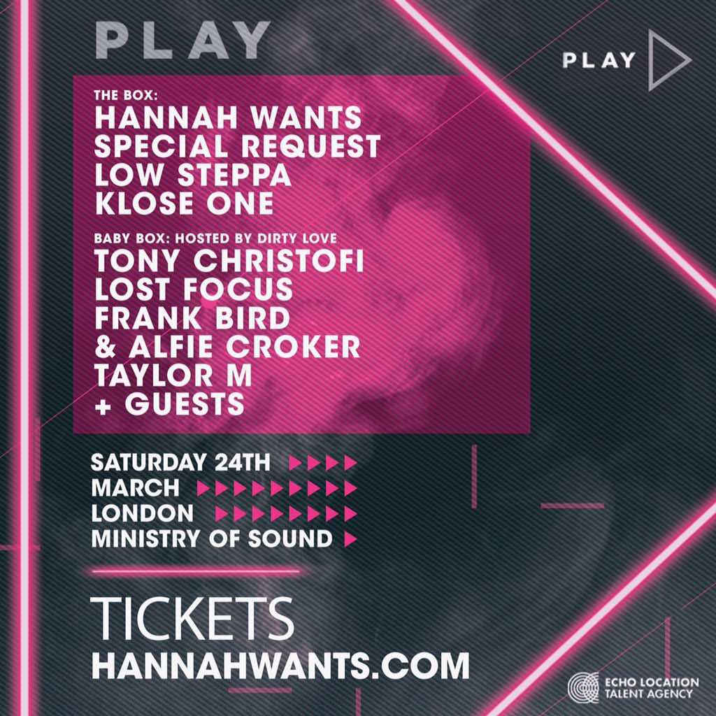 We are back at #MinistryOfSound, this time supporting the legend that is <a href="/hannah_wants/">Hannah Wants</a> 😎 

We have exclusive #DirtyLove tickets and ticket deals... DM us or email us at enquiries@dirtyloveparties.co.uk 💌 
#House #Music #Tickets #HannahWants #MOS