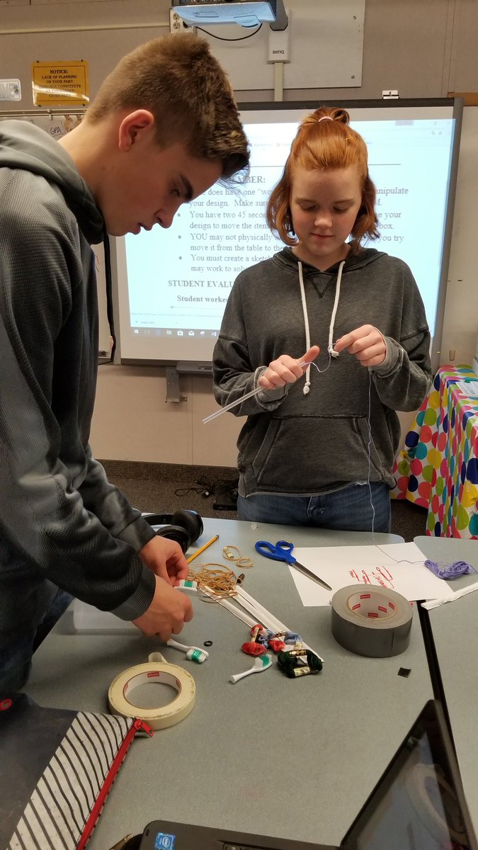 crazycutshall's tweet photo. When the engineering challenge is so consuming students have to think with their tongues sticking out, you KNOW it's a great day in the classroom!  #WeAreBCS #BCS #WNC #EngineersWeek @BCS_AIG  @BuncombeSchools https://t.co/zGyA7b3Wn6