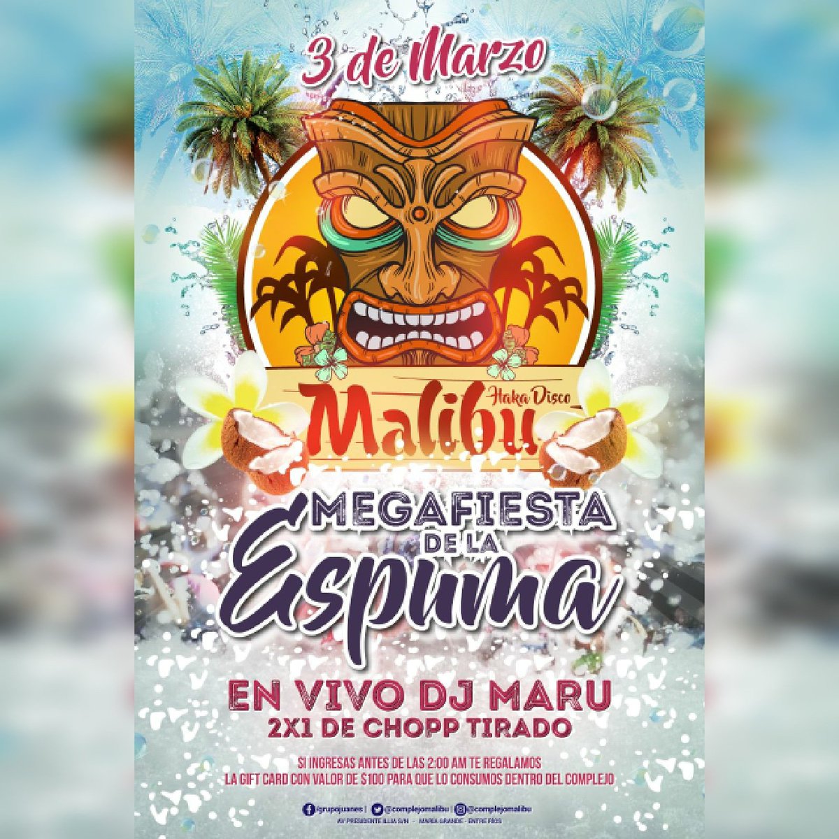 Complejoafrica's tweet photo. Arrancamos el mes de Marzo con una mega FIESTA DE LA ESPUMA💣💥🎉🌴💧, cabina principal LA ONE @djmarurodriguez 🎶👏😋💃🎧🎵 https://t.co/WheL2mwHoL