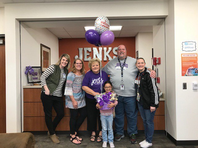 Today, MayDell Jenks Elementary officially became the largest elementary school in Katy ISD history! We enrolled this little kindergarten cutie today bringing our total enrollment to 1603! <a href="/MJEjags/">Jenks Elementary</a> #MJEjags