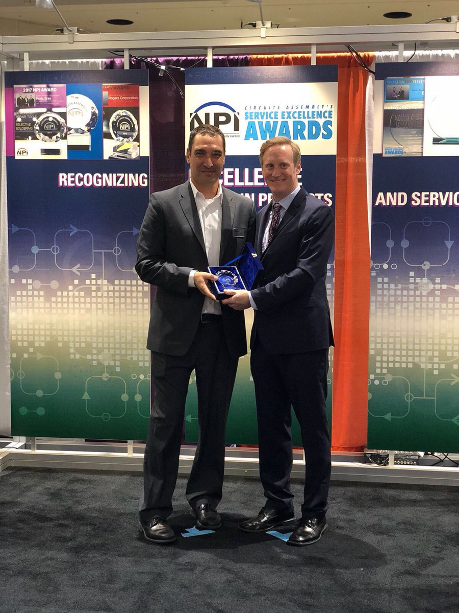 orbotech's tweet photo. Sharon Cohen accepting the 2018 #CircuitsAssembly and #PCD&amp;F NPI award for our Ultra Dimension system.
Are you at #IPCExpo2018? Come see us at booth #807 #PCB @IPCassociation https://t.co/yuYhrQgPpY