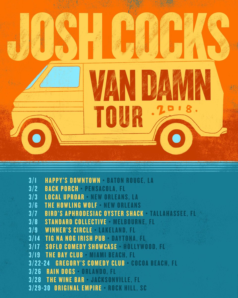 March Dates are up! I'm hanging out on America's wang and hoping that all my friends I met at Spring Break 10 years ago are still there. #joshcocksvandamn #SpringBreak2018 #vanlife #vandwelling