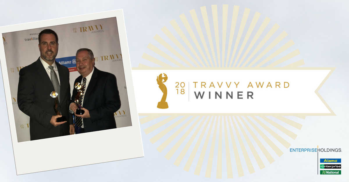 JessicaEHI's tweet photo. Enterprise took home the gold in two categories at the 2018 Travvy Awards. We're honored to be recognized by our industry peers for the continued dedication and hard work of our employees!  https://t.co/uL6mmwchaB https://t.co/aOGN06IO6a
