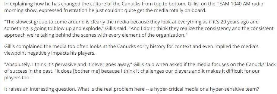Quote from Gillis from 2009 from Team1040 - reported by @Botchford
(can't find online - but I have sources)