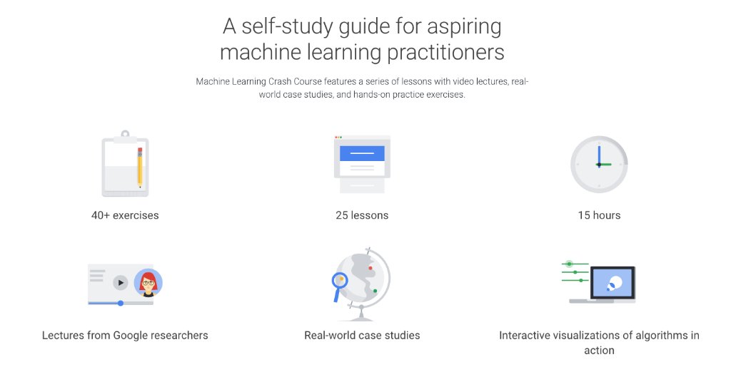 TensorFlow's tweet image. Learn Machine Learning concepts by taking the same course that over 10,000 Google engineers have completed (available in English, Spanish, French, Korean, and Mandarin)

Start the crash course here → goo.gl/kIEHFH