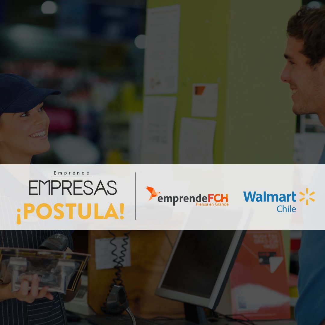 ¡POSTULACIONES ABIERTAS! @emprendeFCh <a href="/Walmart__Chile/">Walmart Chile</a> Si cuentas con una solución innovadora para aumentar la satisfacción del cliente, postula aquí: goo.gl/RZGSDo