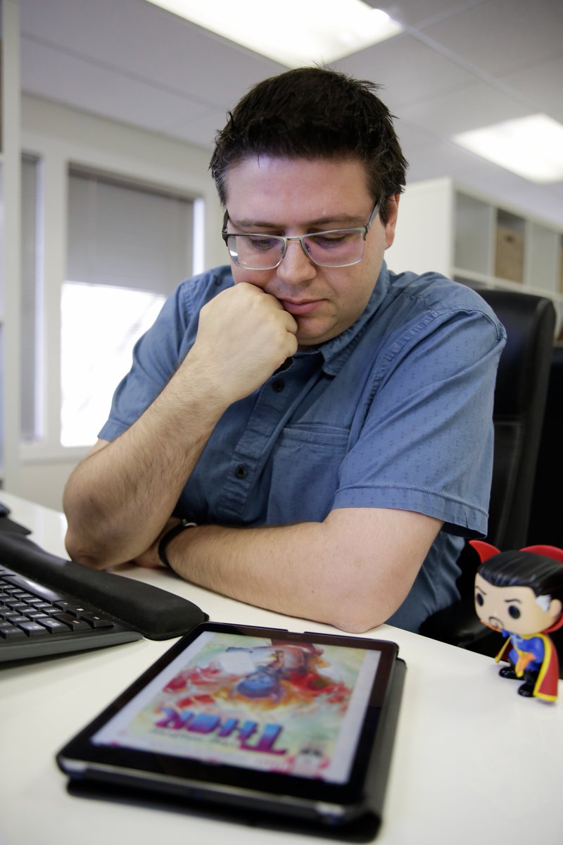 Beyond15's tweet photo. #TeamSpotlight: Our resident Account Strategist Mike Volpe works magic for our clients with strategic insight of a former journalist. As a huge comic book fan, you can usually find him in his downtime catching up with some of his favorite heroes. #PublicRelations #Beyond15 https://t.co/7nphy5Yjkv