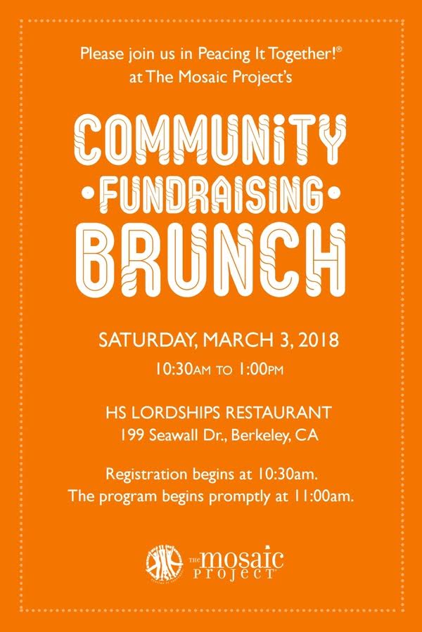 Support <a href="/momomosaic/">The Mosaic Project</a>'s environmentally sustainable center for diversity, empathy, and communication at their fundraising brunch — they'll be sharing their progress and some big news about their future: mosaicproject.org/brunch/