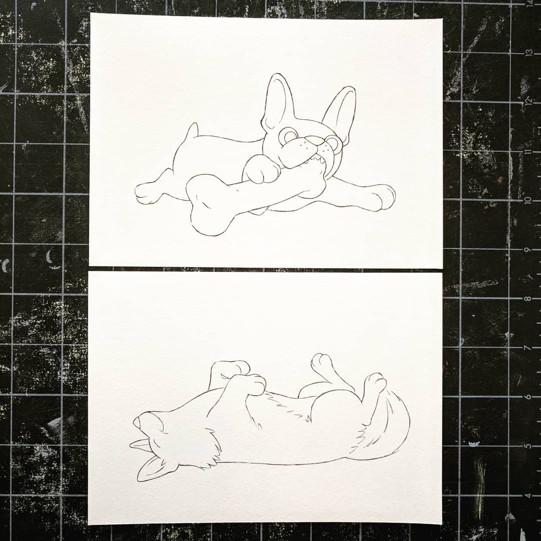 GregHillsman's tweet photo. Some dogs ready for watercolor https://t.co/6ryNURwJJO