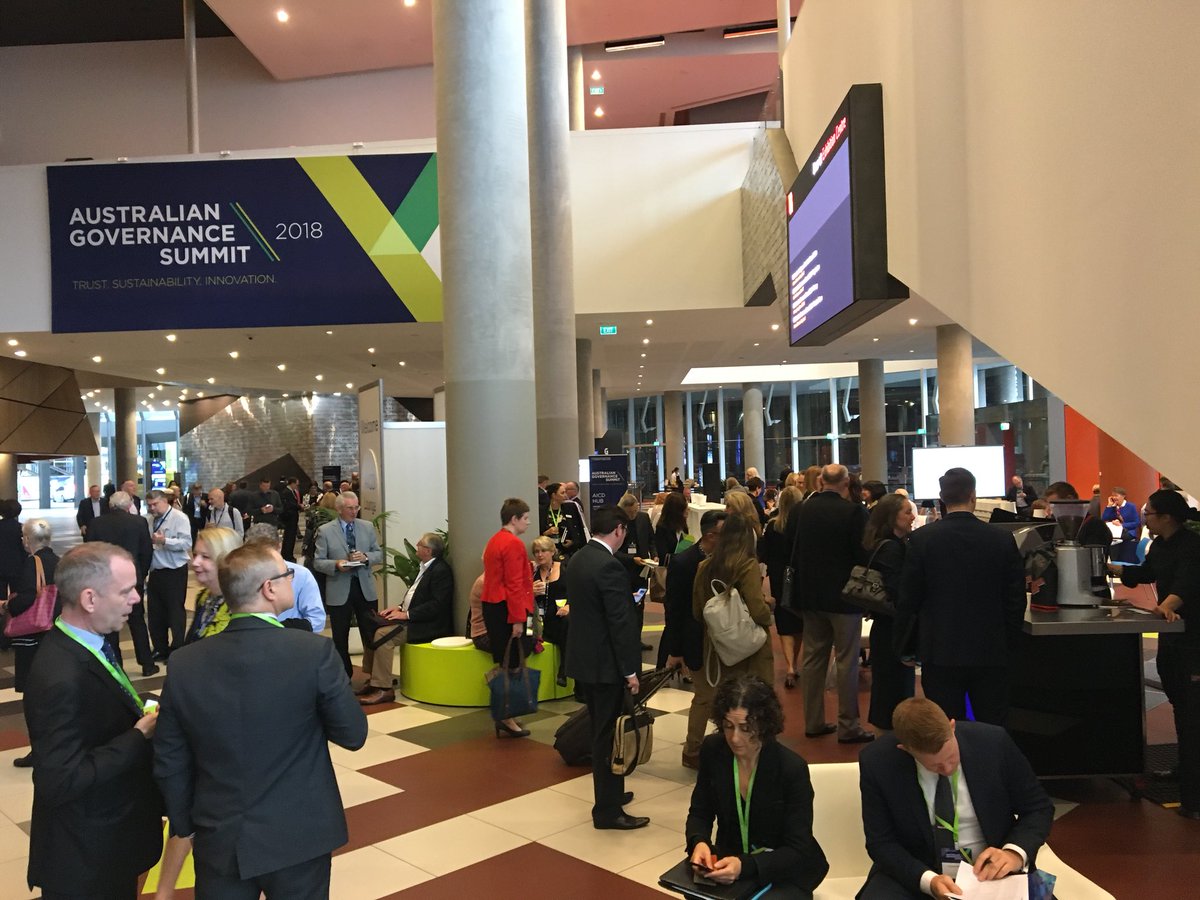 suzanneAICD's tweet photo. I'm at #GovSummit18 and can't wait to hear @sammostyn's thoughts on the evolving role of the company director this morning https://t.co/dkVtPaX4d9