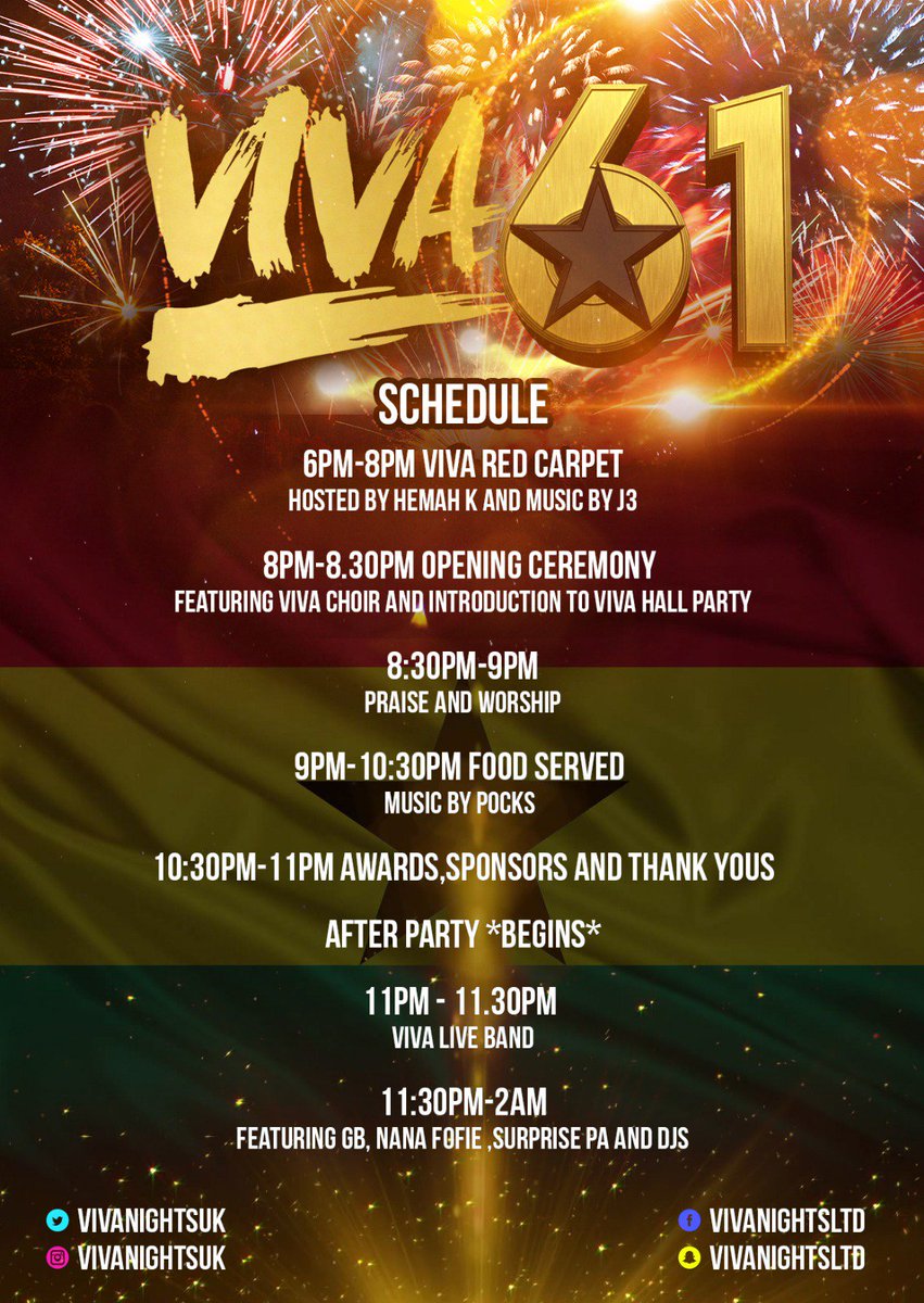 vivaliveco's tweet photo. Oi Viva!

Here's our schedule for this year's #VivaHallParty! 

Get ready to experience an amazing night filled with great vibes! 

#VivaHallParty 🇬🇭💃 https://t.co/h6lqL3M3L6