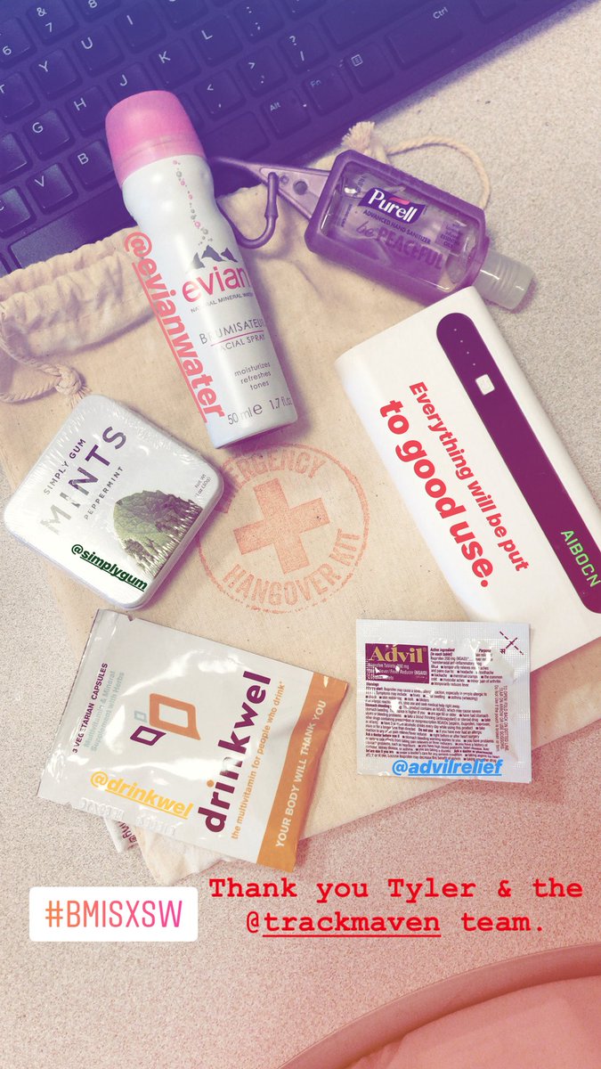 MsMandyMc's tweet photo. Thank you so much @TrackMaven. I love this Emergency Hangover Kit for #SXSW2018. So cool! #trackmaven @sxsw #sociallyseen https://t.co/DrSIV8cBpH