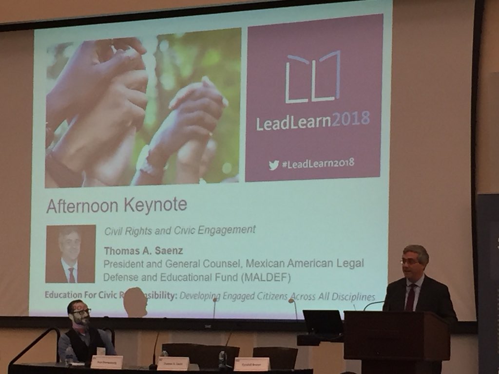 POWofDemocracy's tweet photo. Tom Saenz speaking to teachers @#LeadLearn2018 about the landmark case Hernandez v Texas and rule of law. https://t.co/pLKRghvVN3