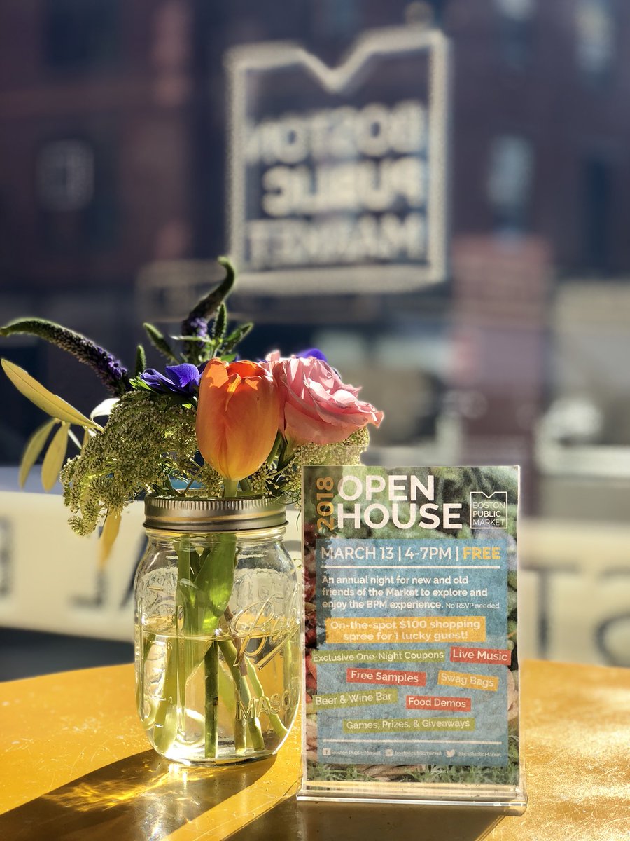 BosPublicMarket's tweet photo. We can’t wait to give you a *warm* welcome at our #BPMopenhouse on March 13! Whether you’ve visited us once or are here every day, we invite you to experience the best of the #BostonPublicMarket in one FREE evening. Details at https://t.co/igJhIlArq0! 💐cred: @stowgreenhouses https://t.co/ZCqU5K0pRL