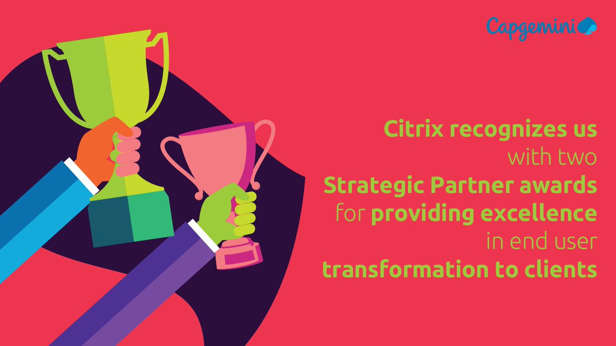 capgemini_aust's tweet photo. We have been conferred upon with the ‘Most Impactful Cloud Win’ and ‘2017 Best Overall Geo GSI Performance’. #CitrixSummit2018 https://t.co/ipUMDURO5L https://t.co/KqIFQ13dlu