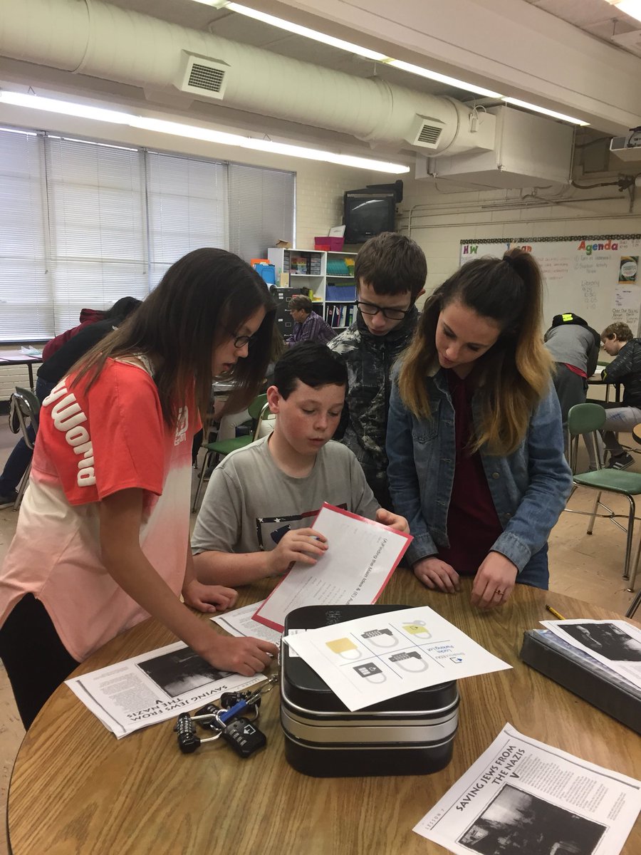 Collaboration, communication, problem solving and perseverance completing breakout boxes in 7th grade ELA! <a href="/DragonsTyro/">TyroMiddleDragons</a> <a href="/dcsnc/">@DCSNC</a>