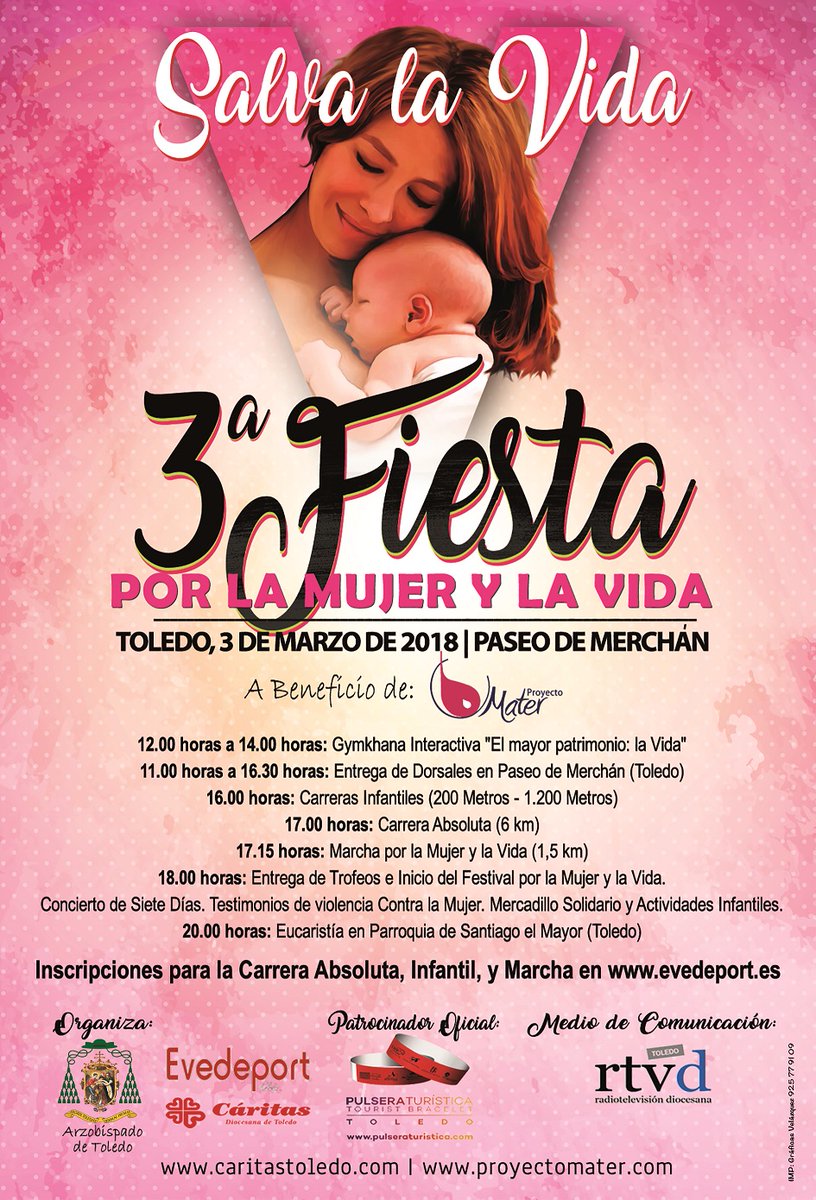 ProyectoMater's tweet photo. Se acaba el plazo para inscribirte online en la III Fiesta #xlamujerylavida #3marzo #Toledo. Desafía al tiempo. Ven a #SalValaVida. Te dejamos el enlace para que te animes a disfrutar de una gran tarde. https://t.co/iUK02a0XiQ https://t.co/LC0nr3gPxE