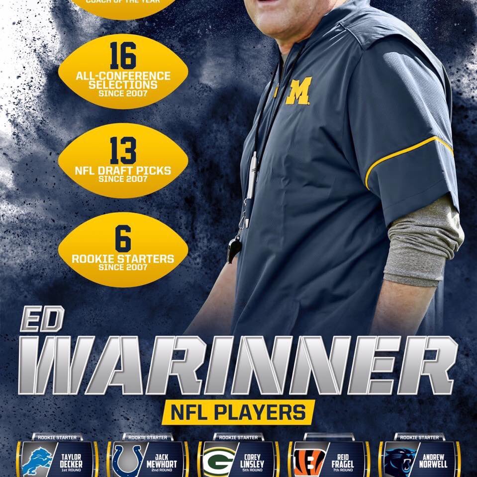 MattFinkes's tweet image. When TTUN is sooooo desperate to tout the NFL to recruits, they list #Buckeye players on their recruiting posters.....sad day for @CoachJim4UM and @UMichFootball