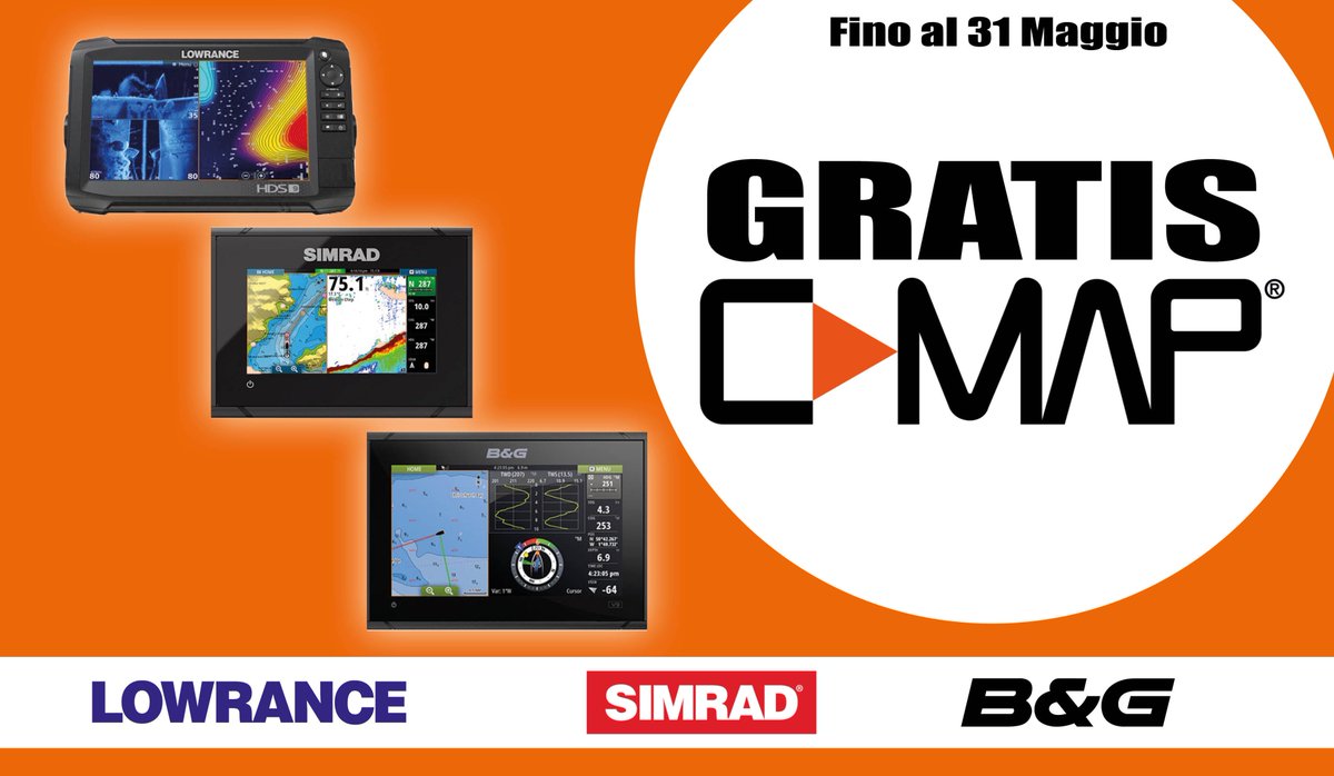 FNautiche's tweet photo. - GRATIS C-MAP -
Dal 1 Marzo al 31 Maggio acquistando uno strumento Navico avrai in OMAGGIO la cartina C-Map Max-N+ Wide Mediterraneo.
#Lowrance: Hook 2, Elite Ti, HDS Carbon
#Simrad: NSS evo 3, GO
#BandG: Vulcan https://t.co/byYiE04Zkr
