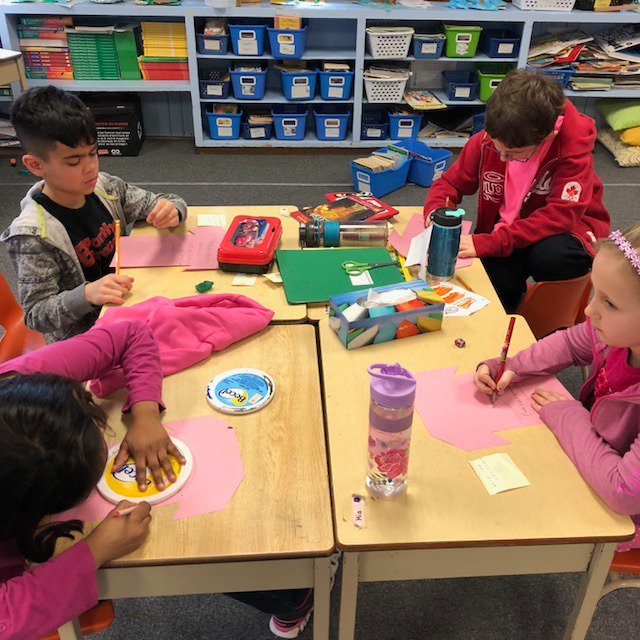 StBonifaceCES's tweet photo. Our gr 2/3 Ss are designing their own #PinkShirt   So proud of our Panthers for standing up and demanding kindness and love https://t.co/3qePoP9gno