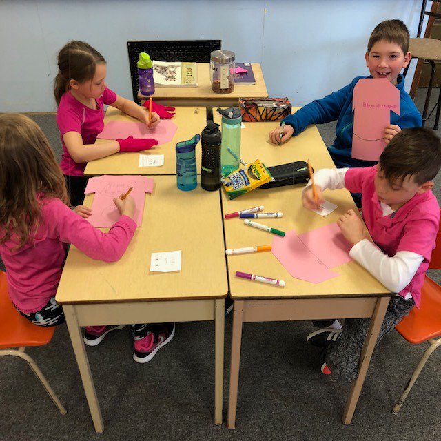 Our gr 2/3 Ss are designing their own #PinkShirt   So proud of our Panthers for standing up and demanding kindness and love