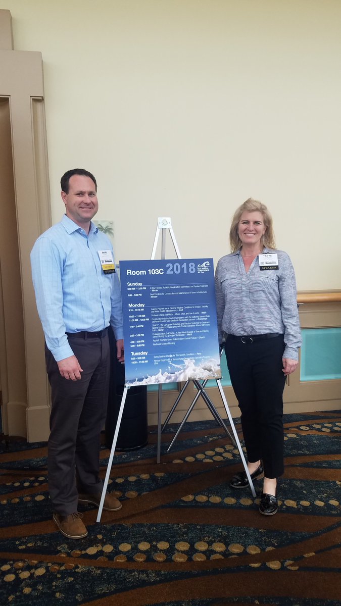 MBakerIntl's tweet photo. Michael Baker's Tanya Bilezikjian &amp; Dave Mercier hosted a session on "A Way Forward: Turbidity, Construction Stormwater, and Passive Treatment" at the @ieca2017 Annual Conference in Long Beach, CA. #IECA2018 #Stormwater https://t.co/bgZokzheDu
