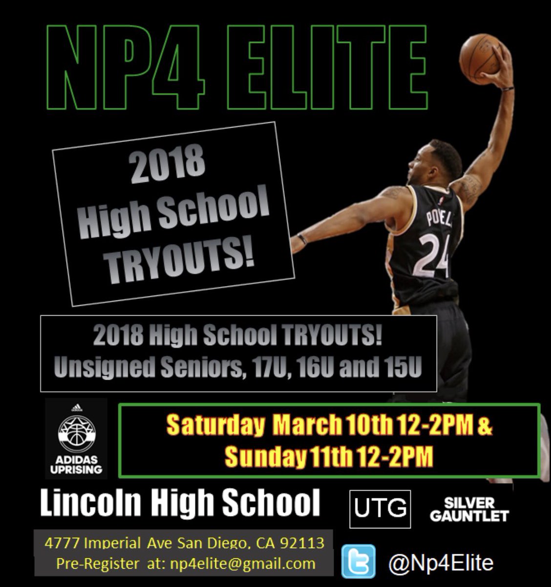 Coach_Stace's tweet photo. It’s time! The highly anticipated debut of the NP4 ELITE 2018 High School Travel Club is having Try-outs! One of the best to ever come out of San Diego is giving back to his city. #np4certified #utg #normanpowell https://t.co/yKWW8P9uqf