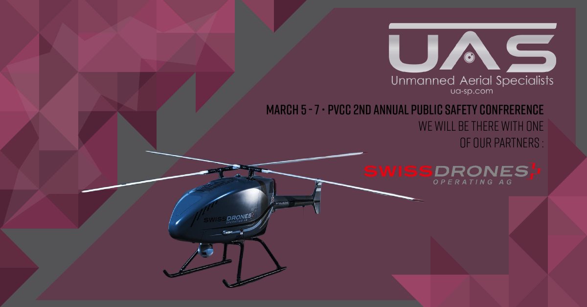 UASDRONES4BIZ's tweet photo. It's almost here, in fact it's next week! We will be attending The 2nd Annual  @pvccuas @pvccwfs Public Safety Conference! @SwissDrones , one of our partners, will join us at the Conference! Have we mentioned we can't wait? #uasva18 #uasllc #swissdrones @MShaneLoyd https://t.co/6dqgDD0yoM