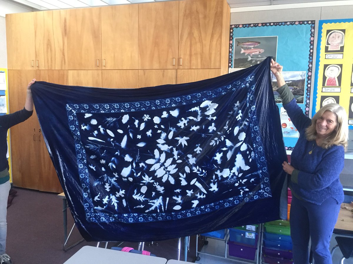 JacquardProduct's tweet photo. The 1st grade students at Oak Grove Elementary used our #Cyanotype Fabric to create a BEAUTIFUL mural print that they will auction off to raise money for arts programming. Bless these children and their teachers for demonstrating the value and importance of arts in our schools! https://t.co/UU3UbLoYnu