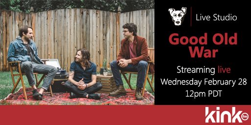 PNCLiveStudio's tweet photo. Happy Wednesday! Weโve got soothing harmonies from @GoodOldWar for you on this rainy Portland day - come see it live or watch on our #livestream at https://t.co/9tfyDroB4d #GoodOldWar https://t.co/zClJoULVNK