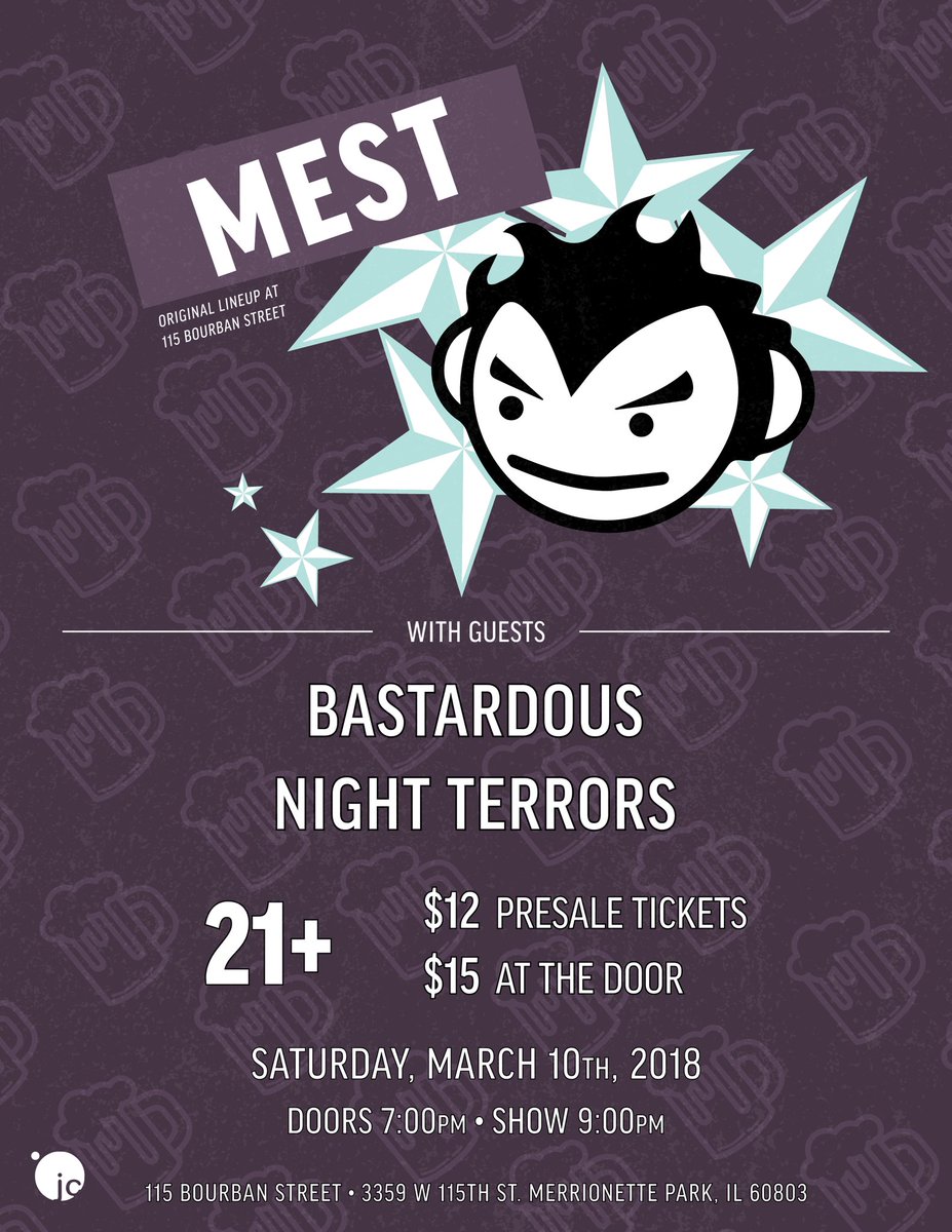 nightterrorsil's tweet photo. SURPRISE! ON SATURDAY MARCH 10TH WE WILL BE JOINING @THEOFFICIALMEST AT @115Bourbon. TICKETS ARE ONLY $12 !!! ($15 AT THE DOOR IF IT DOESNT SELL OUT)
SHOW IS 21+
------------------------------
Ticket link in bio !!!
#MEST #BASTARDOUS #NIGHTTERRORSBAND https://t.co/aXT28Vxi0k