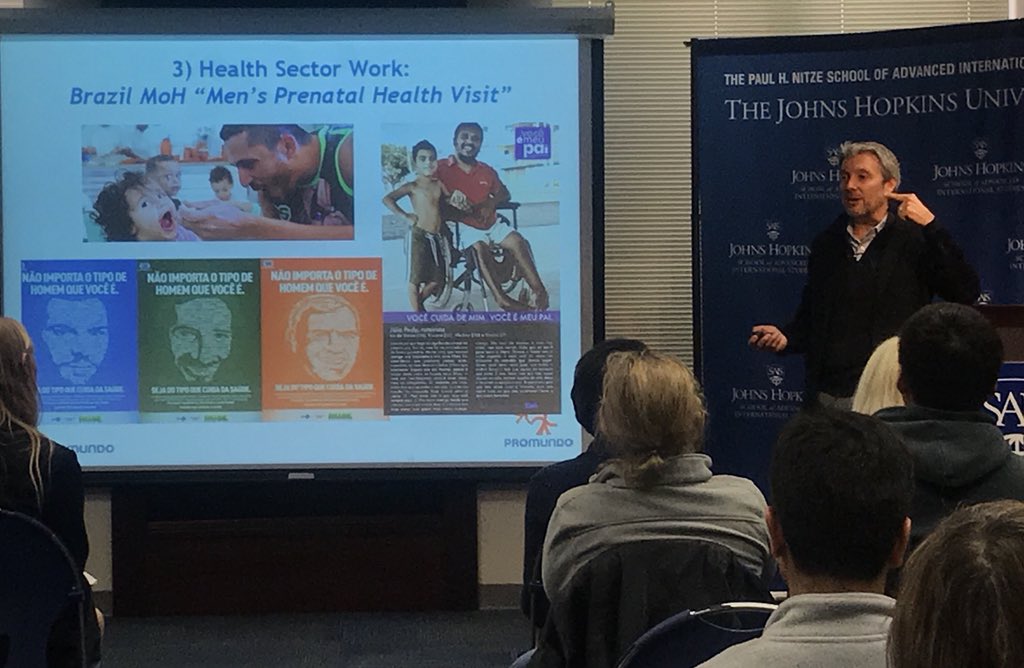 sais_idev's tweet photo. .@Promundo_US work leads to Brazil including men in parental care program- Dr. Gary Barker, #IDEVroundtable speaker today @SAISHopkins @saiswomenlead #Heforshe #GenderEquality https://t.co/zTlV1WThpd