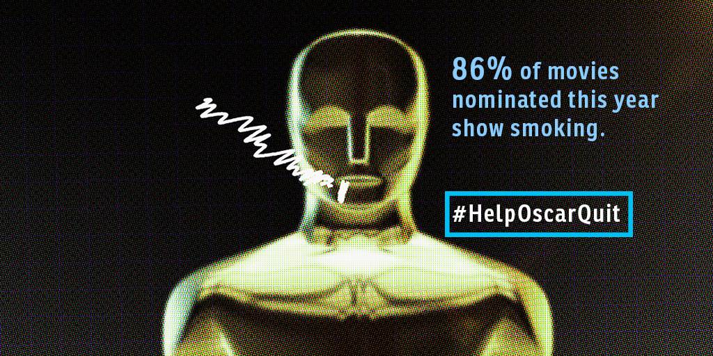 MuskHealthProj's tweet image. 86% of films listed in major 2018 Oscar categories feature tobacco imagery — up from 60% in 2015. Half of PG/PG-13 films and all the R-rated films featured smoking. #HelpOscarQuit