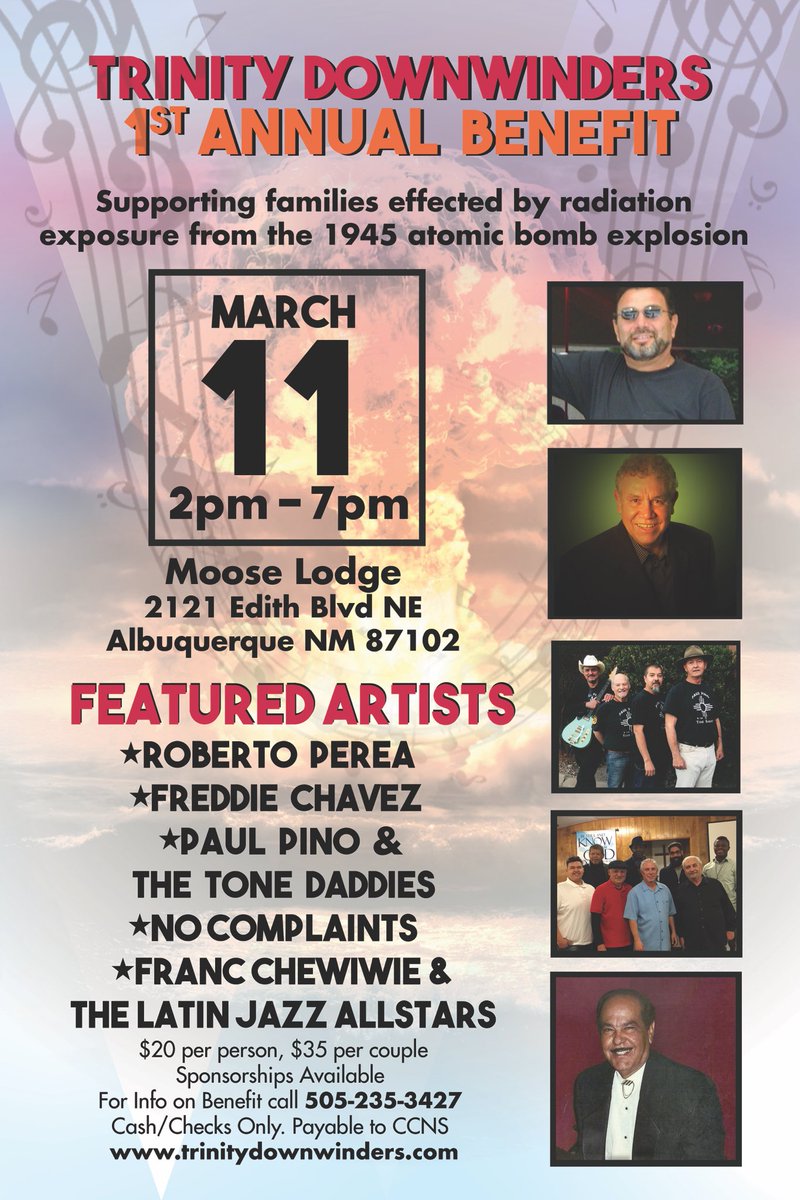 offCountryFilm's tweet image. NM followers: Help out the Trinity Downwinders at this benefit happening on March 11 in Albuquerque. Info attached.